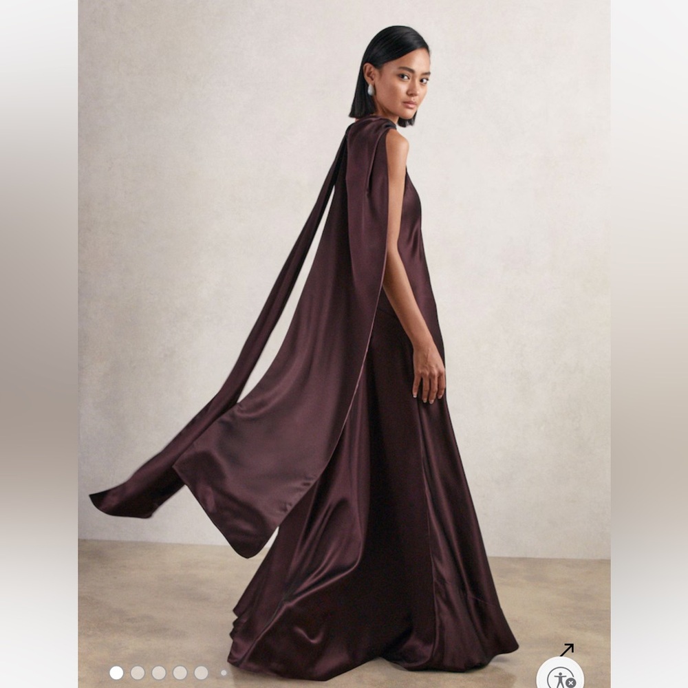 Reiss Satin Maxi Dress in Deep Plum